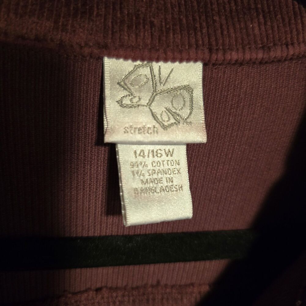 Vintage Y2K 90s Corduroy Jacket 14/16W Womens Indie Western Barn Chore Maroon - Picture 8 of 10